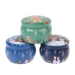 Lata Redonda De Lata De Doces De Natal, Frascos De Vela Com Tampa Recipiente De Vela, Caixa Vazia, Armazenamento De Biscoitos, Estojo De Presente - Image 2