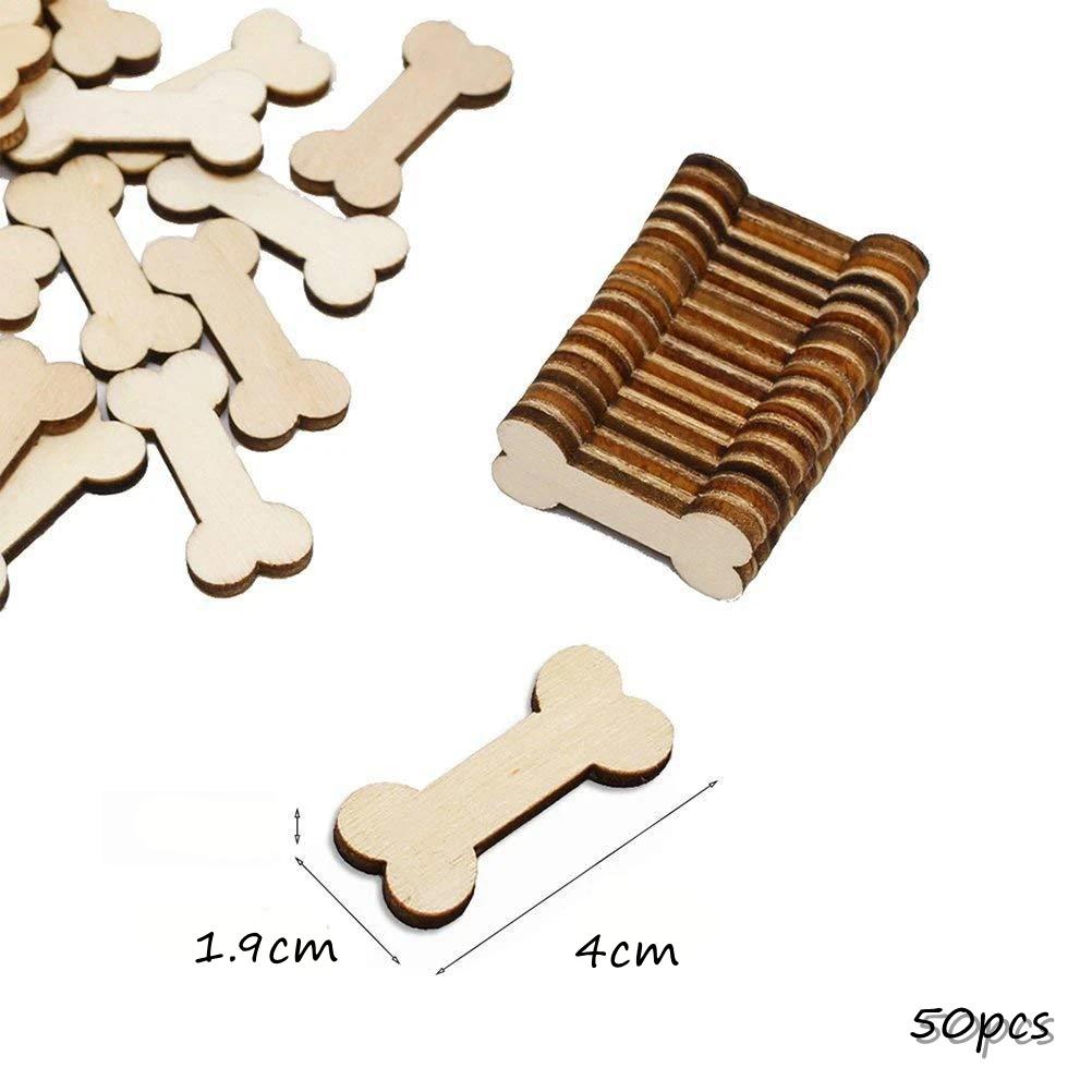 Mini Bone Shape Confetti De Madeira, Brinquedos Do Cão, Ornamento para Cão Em Casa, Feliz Aniversário Decorações Da Festa, Pintura DIY Presentes Fornecimento, 50Pcs - Image 1