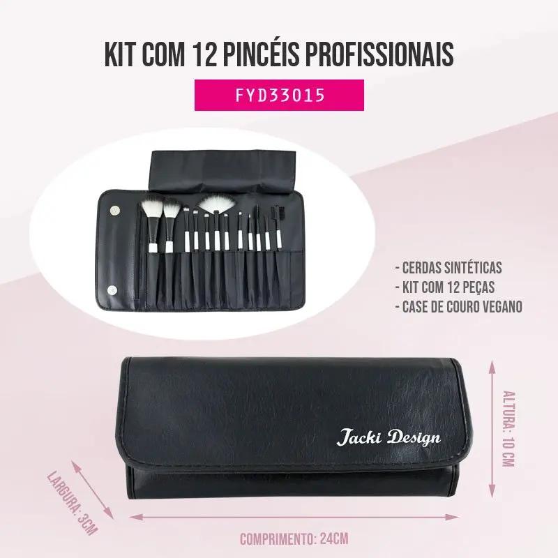 Conjunto Completo com 12 Pincéis Profissionais e Estojo Elegante
