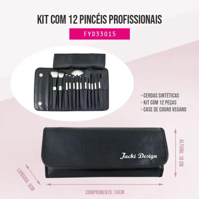 Conjunto Completo com 12 Pincéis Profissionais e Estojo Elegante