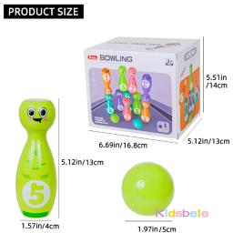 Crianças dos desenhos animados conjunto de boliche bonito emojis pinos de boliche com 5 números crianças interativo brinquedo esportivo interior família gramado quintal jogo - Image 3