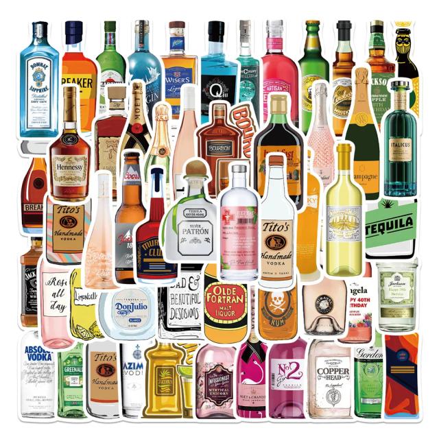 Adesivos Vintage para Cerveja e Vinho - Conjunto de 50/67 Peças para Scrapbooking e Decorar iPad