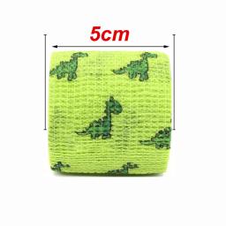 Auto-adesivo elástico bandagem, dinossauro verde impresso, fita adesiva para tatuagem DIY, kit de primeiros socorros, fita pet, 5cm de largura, 1 6 10 pcs - Image 3