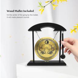 Mini Desktop Wind Chime Instrumento de Percussão, Drum Cymbals, Gongos com Mallet, Home Decor, Household Gift, Household - Image 2