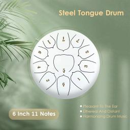 Aço Tongue Drum com Mallet, Handpan Drum, Finger Picks, Percussão para Meditação, Yoga, 11 Notas, 6 Polegada - Image 6