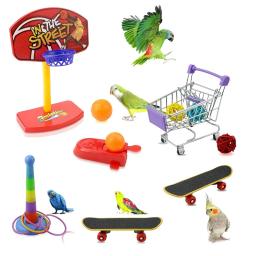 Bird Training Toy Suprimentos, carrinho de basquete, carrinho de compras Lovebird, sapatos, skate canário, acessórios papagaio - Image 1
