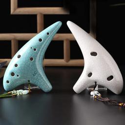 Flauta Tripla Zelda Ocarina De Madeira, Barriton Tube Instruments, Trave Profissional Musical, 12 Buracos - Image 5