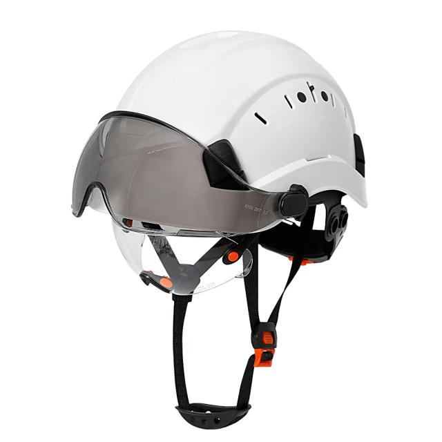 Capacete de Segurança com Viseira Integrada e Óculos de Proteção - Engenharia Industrial em ABS e Certificação ANSI
