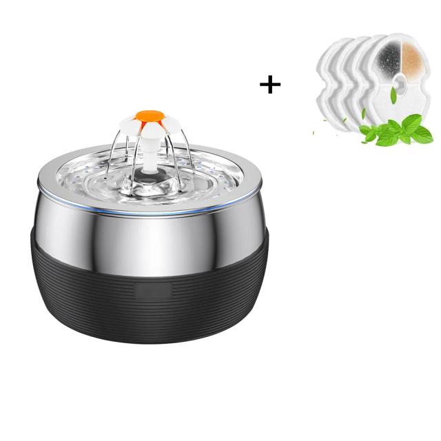 Bebedouro Automático de Água para Cachorros e Gatos com Tigela de Aço Inoxidável e Bomba Ultra Silenciosa - 3L