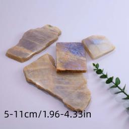 Pedra De Fatia De Moonstone Azul Natural, Ornamento De Pedras Preciosas Soltas, Decoração De Casa, Presente De Férias - Image 2