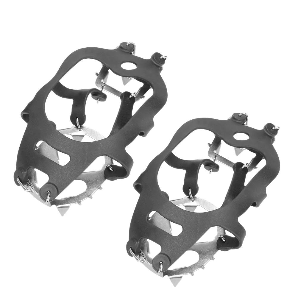 Garra de gelo antiderrapante para escalada, sapato de neve, apertos cravados, grampos, grampos de aço inoxidável, tampas antiderrapantes, 18 dentes - Image 1