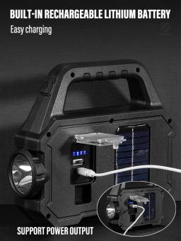 Lanternas Recarregáveis LED De Alta Potência, Luz De Trabalho De Acampamento, Multi Funcional, Luz Portátil, Carregamento Solar, 6 Modos De Iluminação - Image 5