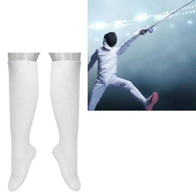 Meias de Esgrima Unisex em Algodão Espesso para Epee, Sabre e Florete - Proteção Confortável em Branco para Homens e Mulheres