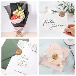 Etiquetas gravadas do selo do envelope da cera, cartões do convite do casamento, 100 PCes - Image 5