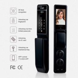 TUYA-Smart Door Lock com 3D Face, Monitor de Câmera de Segurança, Senha de Impressão Digital Inteligente, Chave Eletrônica Biométrica Desbloqueio - Image 2