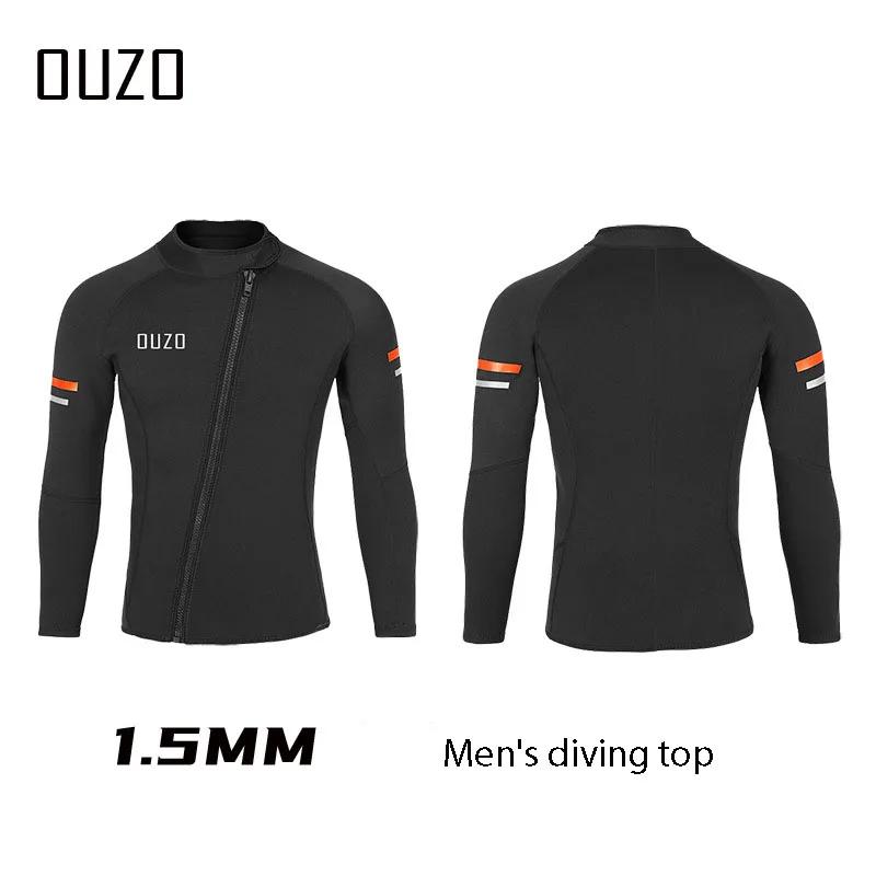 Jaqueta de mergulho em neoprene masculina com fecho frontal, terno de surf, manga comprida, mergulho, roupa de mergulho livre, 1,5mm, fato - Image 1