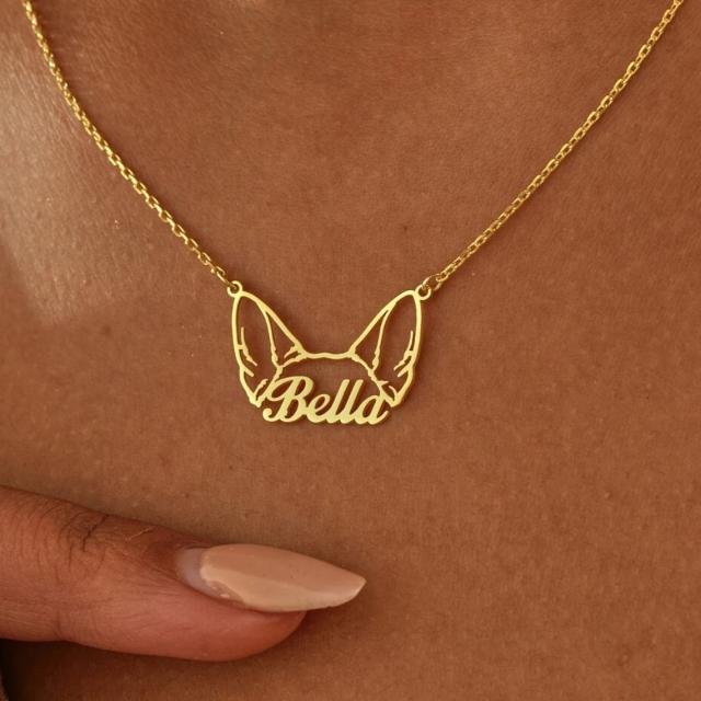 Colar Personalizado de Aço Inoxidável para Cães com Pingente de Nome em Ouro - Jóia Elegante para Mulheres, Meninas e Crianças
