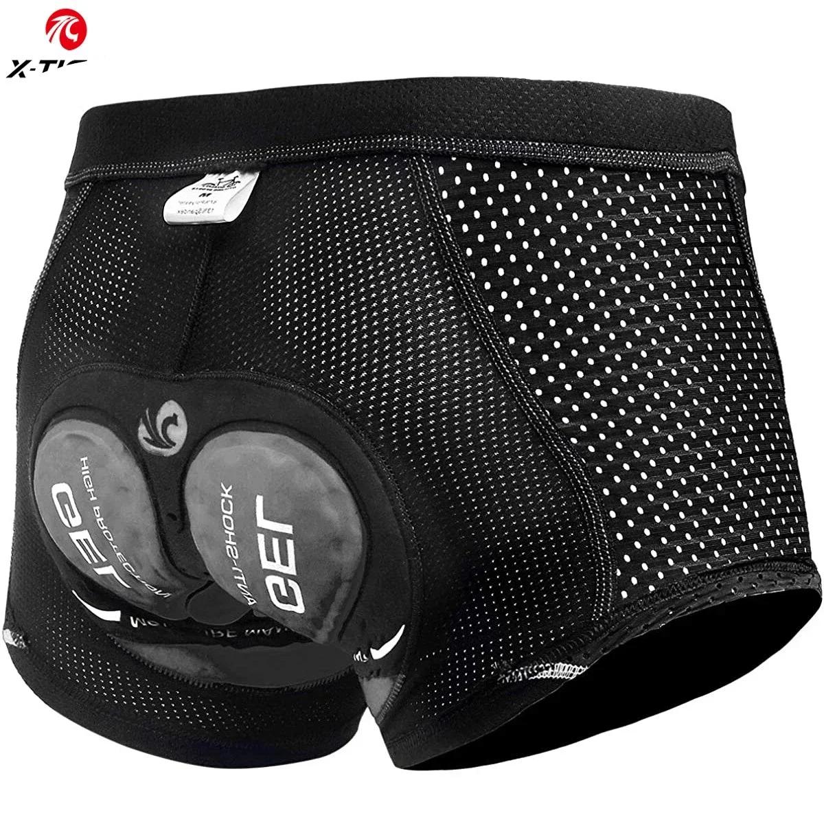 X-tiger-roupa interior masculina de ciclismo, shorts com almofada de gel 5d, respirável, antiderrapante, para mtb e bicicleta de estrada - Image 1