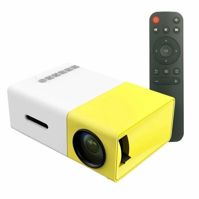 Mini Projetor Portátil YG300 1080P com Controle Remoto e Suporte a Disco USB e Cartão SD para Home Theater