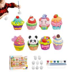 Gesso Pintura Artesanato Kit, Paintable Toy Kit, Artesanato Fazendo Atividade, Decoração para casa, Crianças Pintura Acessórios, Aniversário, 8Pcs - Image 1