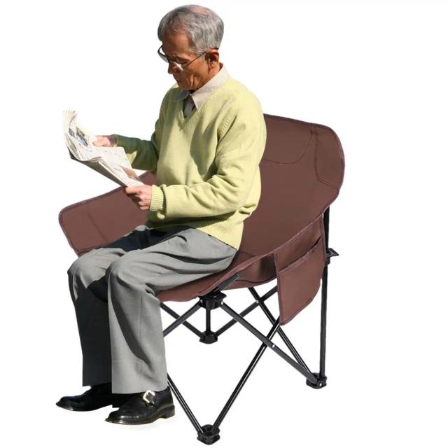 Cadeira de Acampamento Dobrável com Bolso Lateral em 600D Oxford - Portátil e Estável para Praia e Piquenique