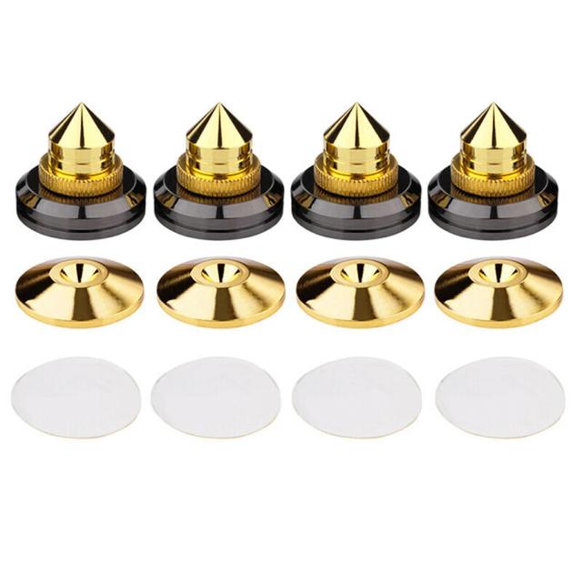 Kit Completo Golden Speaker: Spikes com Pregos, Amplificador de Áudio, Turntable e Suporte de Isolamento