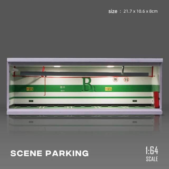 1/64 Miniatura Garagem Modelo Leve Simulação Decoração Colecionável