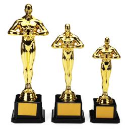 Estátua de plástico pequeno troféu para festa, artesanato banhado a ouro, lembranças de prêmios, réplica e Oscar, presentes, 18cm, 21cm, 26cm, 1 pol, 3PCs - Image 1