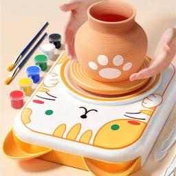 Roda de oleiro e kit de artesanato de estúdio de cerâmica, máquina de cerâmica com argila, brinquedo educativo de modelagem suave ao ar livre para crianças - Image 3