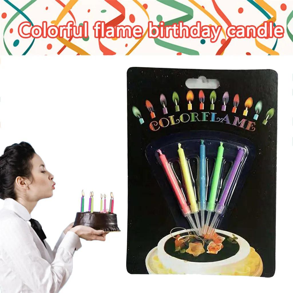 Vela criativa feliz aniversário para crianças, chamas coloridas, chama colorida, bolo, festa de bricolage, festival, novo, 5pcs - Image 1