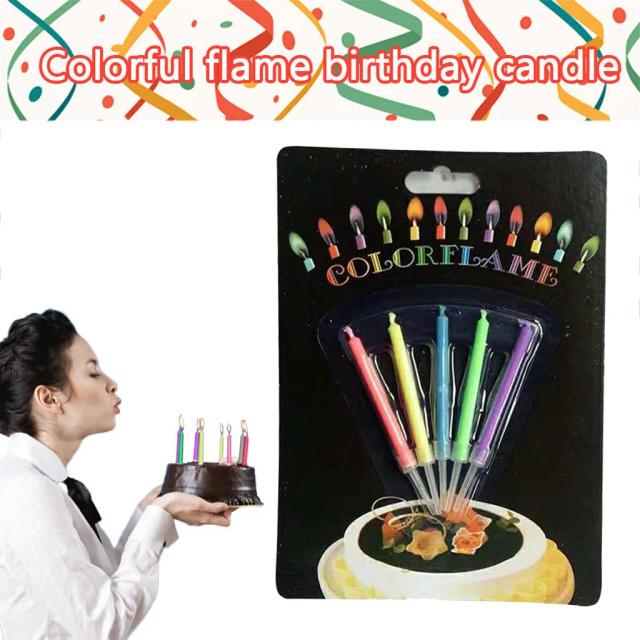 Vela Criativa de Aniversário Infantil com Chamas Coloridas - Pacote com 5 Peças para Festas e Bolo DIY
