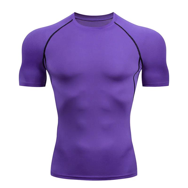 Camiseta de compressão de manga curta masculina, tops extragrandes para musculação, camiseta de ginástica, camisa de futebol branca, secagem rápida, verão - Image 1