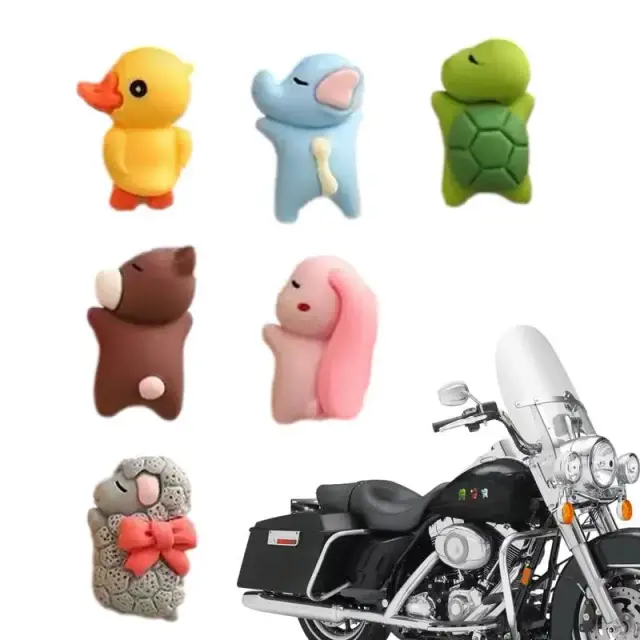 Decoração de Carro e Motocicleta: Conjunto de 6 Ornamentos de Resina com Pequenos Patos em Estilo Desenhos Animados