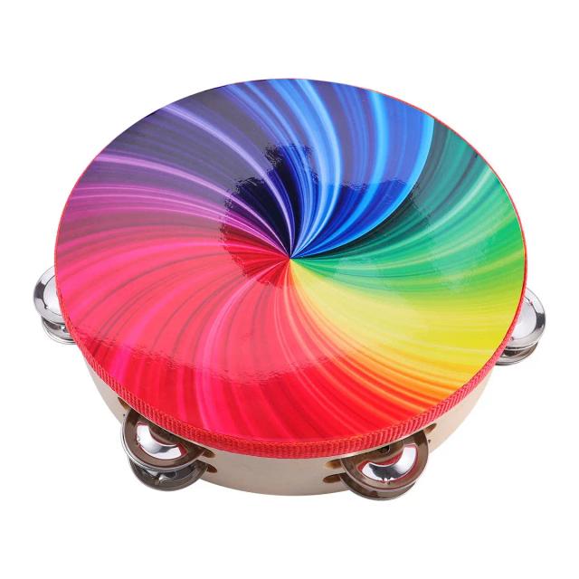 Tambor de Pandeiro de Mão: Instrumento Musical de Percussão de Madeira para Educação Precoce e Dança, com Sino Colorido para Brincar