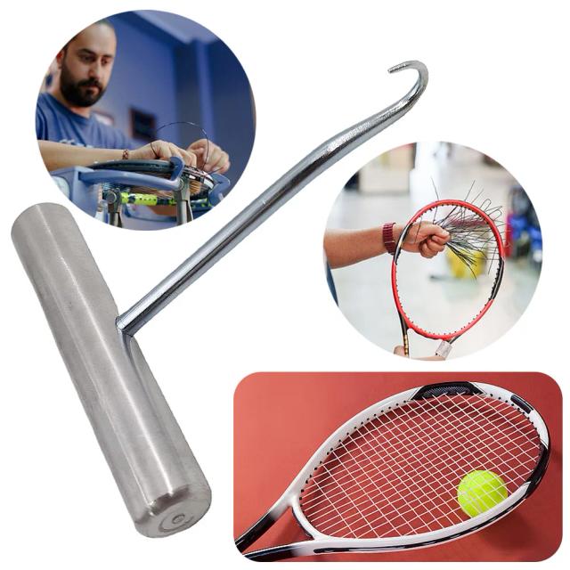 Extrator de Cordas para Raquetes de Tênis em Aço Inoxidável - Ferramenta de Assistência com Gancho para Badminton