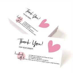 Obrigado cartão para pequenas empresas, cartões de papel para decoração, feito à mão com amor, presente para festa de casamento, 50PCs - Image 1