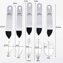 5 pçs de aço inoxidável folhas de chocolate pena espátula faca modelagem fazendo ferramentas mousse bolo decoração ferramentas de cozimento - Image 6