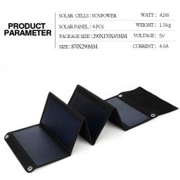 5-6v 42w que dobram os dispositivos de saída de usb do carregador das pilhas solares painéis solares portáteis para smartphones - Image 3