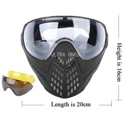 Máscara tática facial completa com 3 lentes, resistente ao impacto, caça, tiro, proteção, airsoft, combate, paintball - Image 2