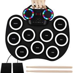 Midi bateria eletrônica instrumento musical almofada de silicone percussão bateria eletrônica portátil elektronische trommel tambor módulo - Image 3