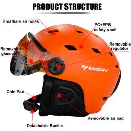LUA-capacete de esqui com óculos integralmente moldados, PC e EPS, alta qualidade, esportes ao ar livre, esqui snowboard e skate - Image 3