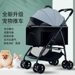 Leve dobrável Pet Stroller, cão, gato, pelúcia, bebê, pequeno carrinho de estimação, transportadores e carrinhos de viagem ao ar livre - Image 2