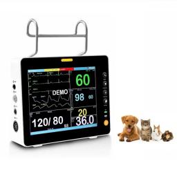 Etco2 8 "monitor de paciente de sinal vital animal humano veterinário portátil 6 parâmetros ecg nibp resp spo2 pr temp - Image 3