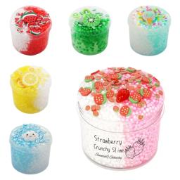 Bola de espuma de lodo de cristal macio 70ml conjunto de lodo transparente com glitter morango kiwi kit de lodo para alívio do estresse - Image 1