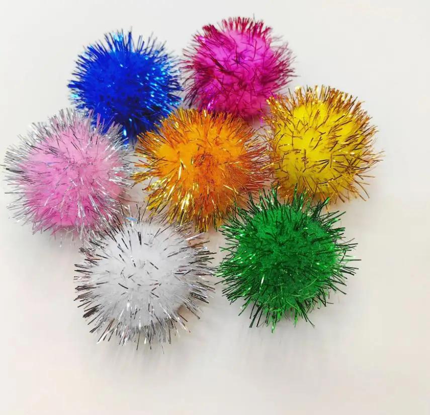 Glitter pompom pom bola, cores sortidas, para artesanato, decoração de festas, cores sortidas, 5cm, 200pcs - Image 1