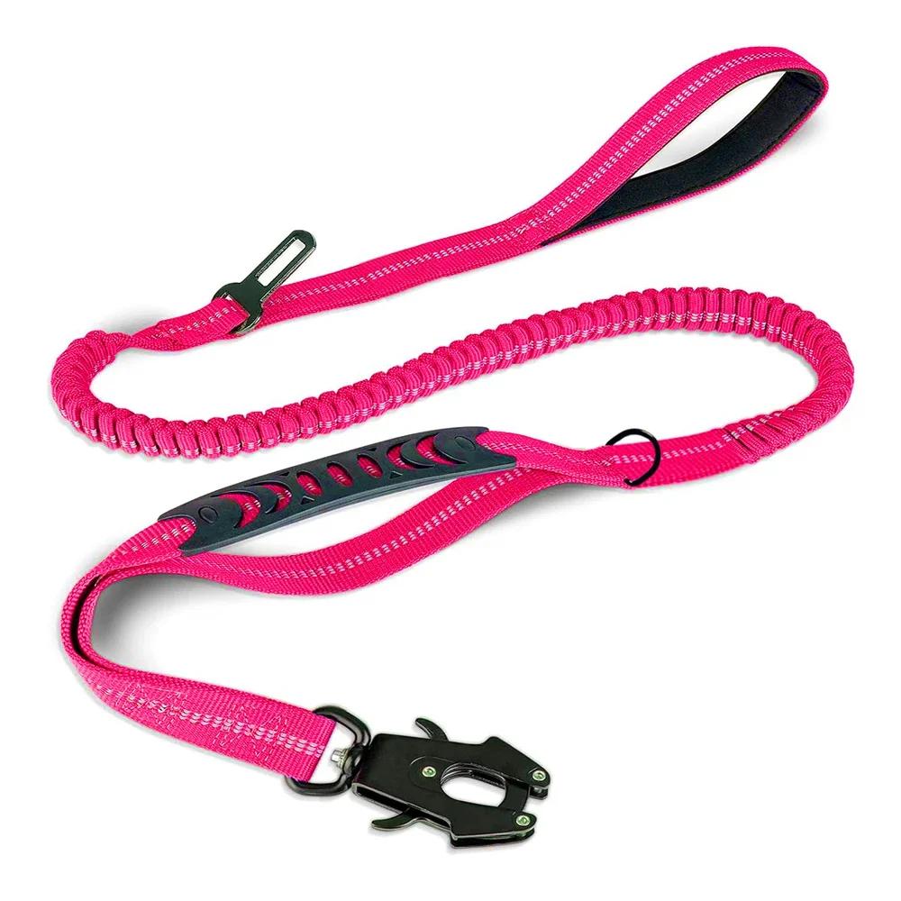Choque reflexivo absorvendo pet trelas com cinto de segurança de carro para cães grandes, Heavy Duty, trela tática do cão Bungee, sem tração - Image 1