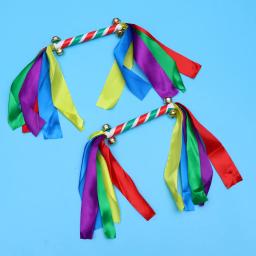 2 pçs adereços de ginástica cheerleader pom pom pompom cheerleading pompons fita design - Image 1