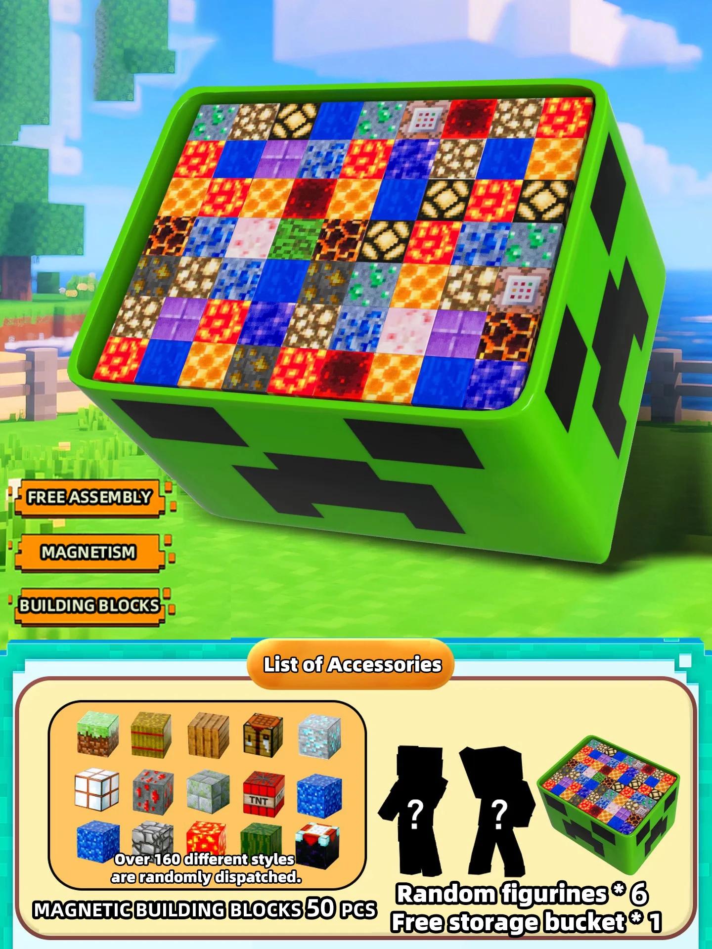 Conjunto de caixa de armazenamento de brinquedos de blocos de construção magnéticos, brinquedos de montagem diy para crianças-blocos de construção para brincar com mesas - Image 1