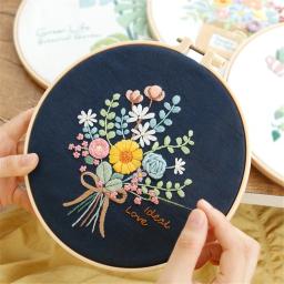 Kit bordado para iniciantes e entusiastas do bordado, inclui paisagem floral, agulhas de rosca, DIY Craft Tool, verão - Image 3