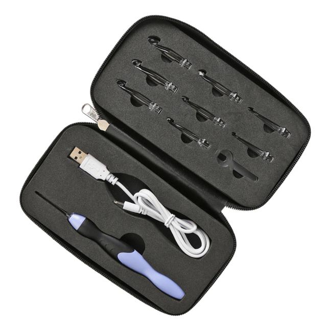 Conjunto Completo de Agulhas de Tricô com Ferramentas para DIY: Ganchos de Crochê com Luz LED e USB 9 em 1 para Teçer Suéteres